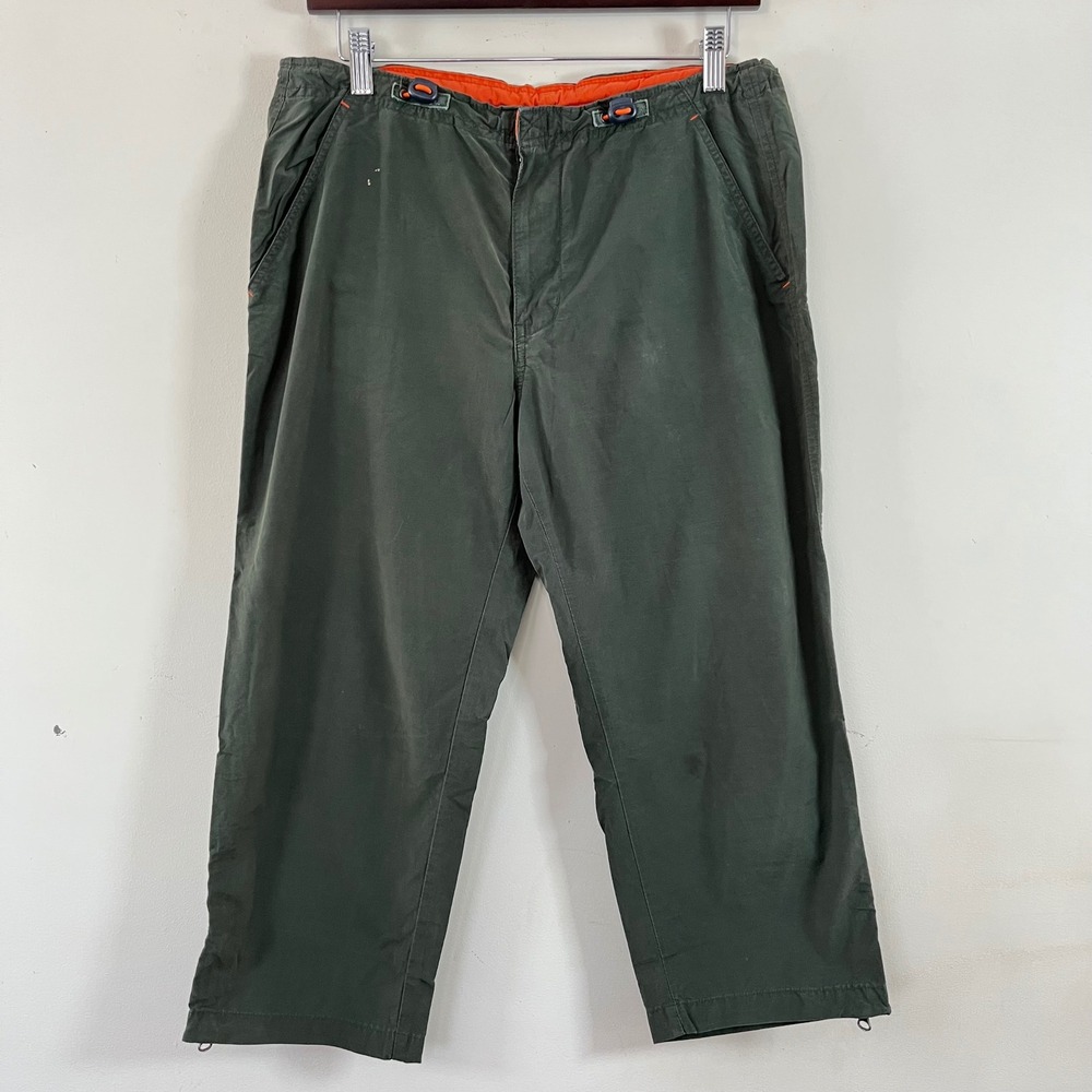 Vintage Y2K Abercrombie & Fitch Capri Pants Army Green Orange Womens 6 Utility - Picture 2 of 9